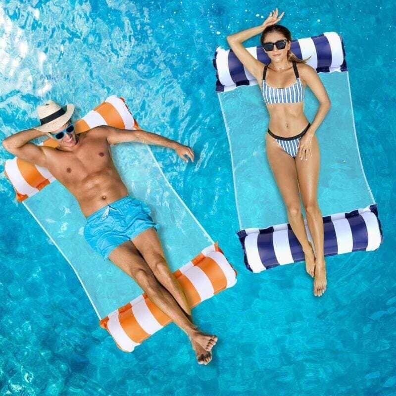 Pool-Schwimmhilfe für Erwachsene, 2-teilig, 4-in-1 XL aufblasbare Poolmatratze, aufblasbare Pool-Hängematte, Poolnetzmatratze, Pool-Hängematte,