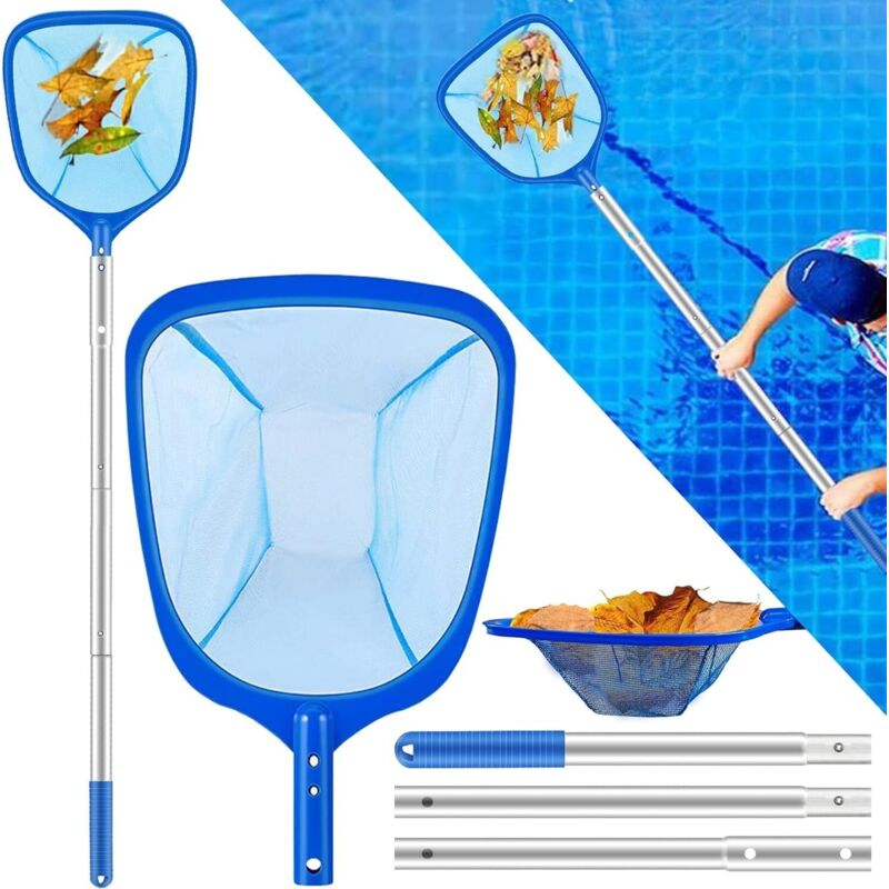 Pool-Skimmer-Netz, mit 3 verstellbaren Abschnitten, Pool-Reinigungsnetz für Pool, Spa, Algen und Teich