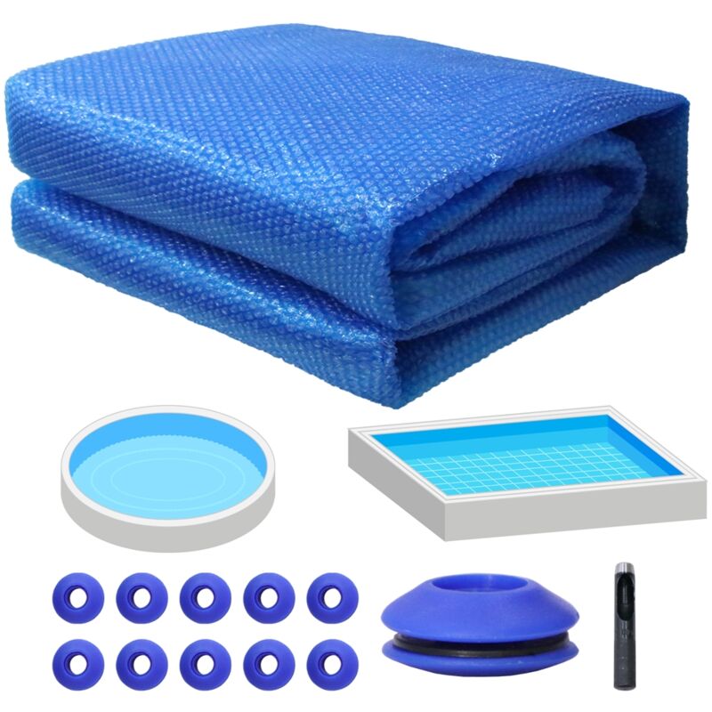 Pool Solarfolie Solarplane Abdeckplane Poolheizung Wärmeplane Blau 600x400cm Schwimmbadabdeckung PVC-Abdeckung Wärmeabdeckung Kunststoffösen pvc