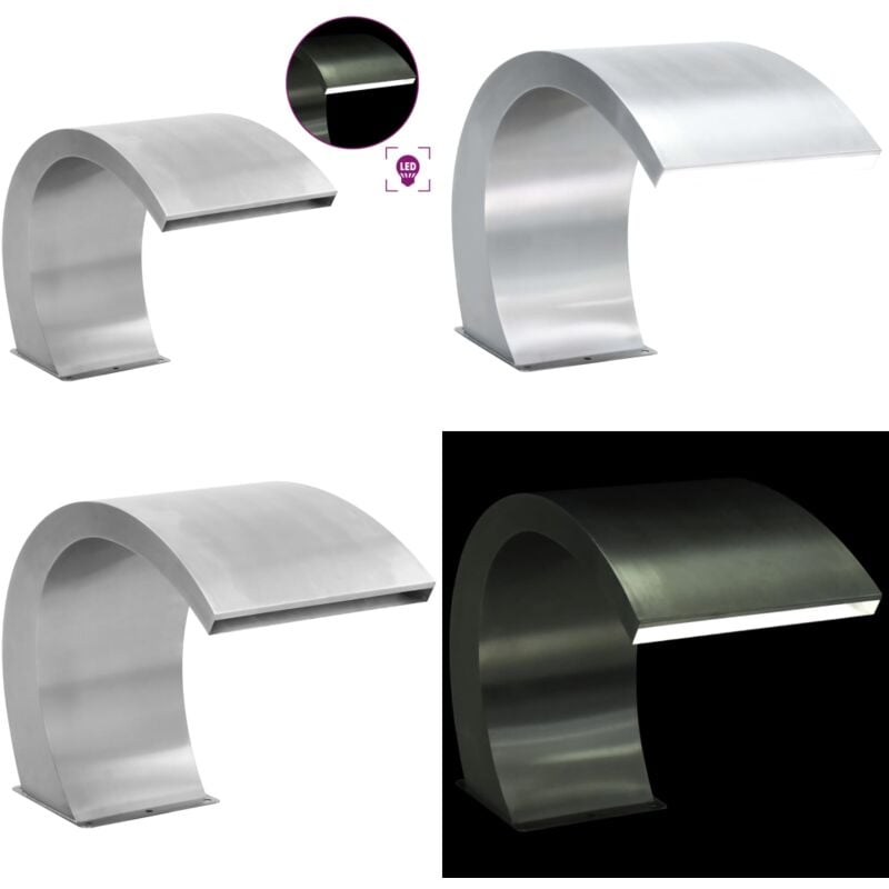 Pool-Wasserfall mit LEDs Edelstahl 30x60x45 cm - Pool-Brunnen mit LEDs - Pool Fontäne - Home & Living - Silber