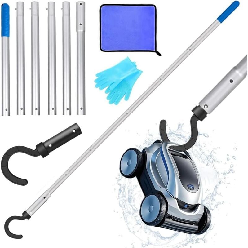 Poolroboter-Haken, Zubehörhaken für Poolroboter, mit 2,1 m langem Teleskop-Poolrohr, Haken für Poolreinigungsroboter, passend für alle Poolroboter
