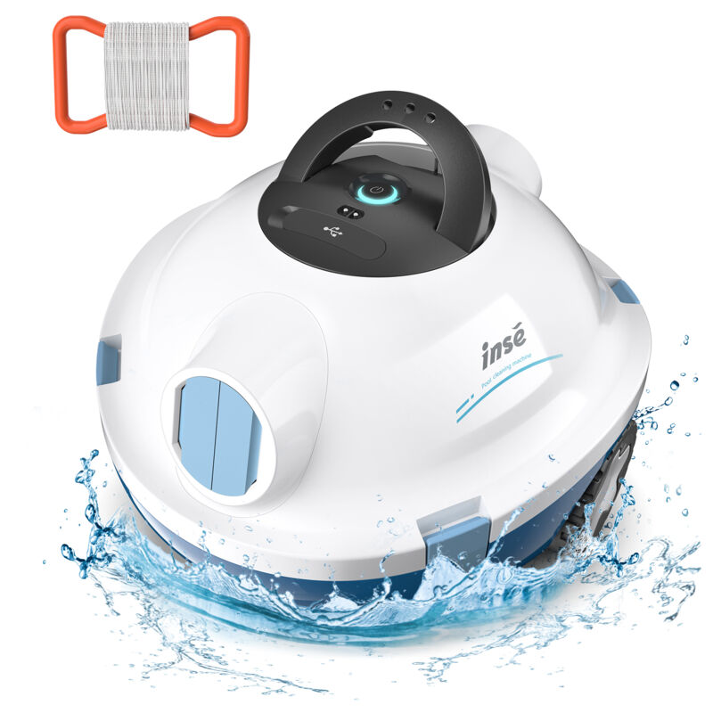 Poolroboter Y10, kabelloser automatischer Poolreiniger, 90 Min. Laufzeit, Selbstpark-Funktion, für flache Pools