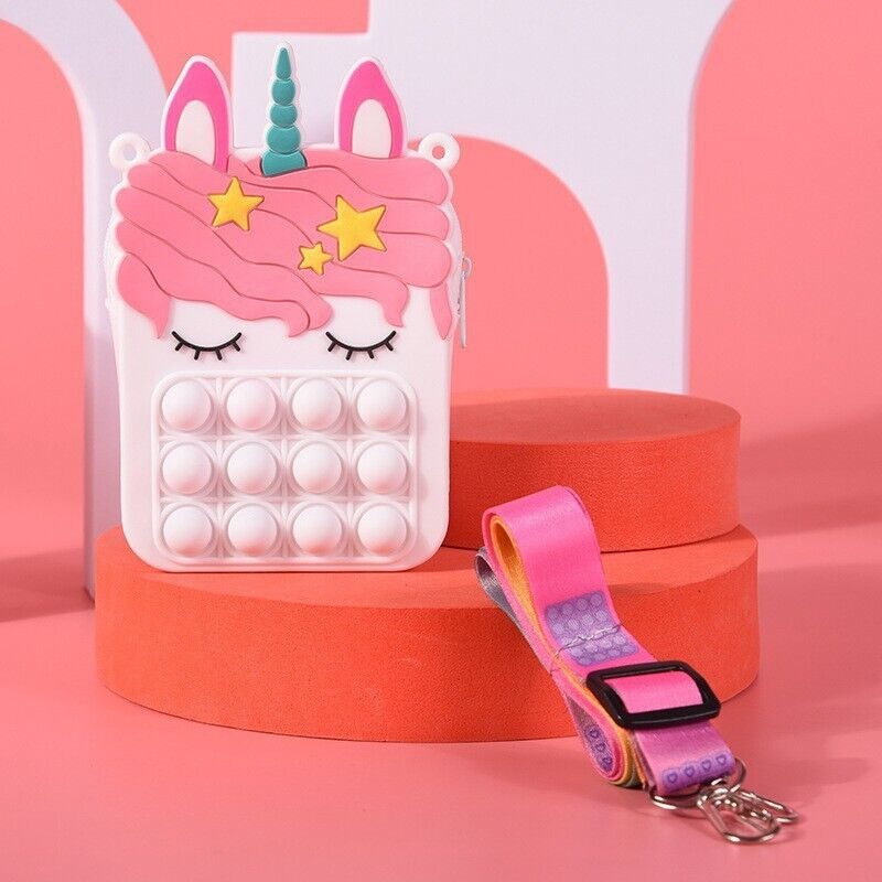 Pop-Einhorn-Rucksack für Mädchen mit Pop-Fidget-Toy gegen Angstzustände, originelle und verspielte Umhängetasche für Kinder