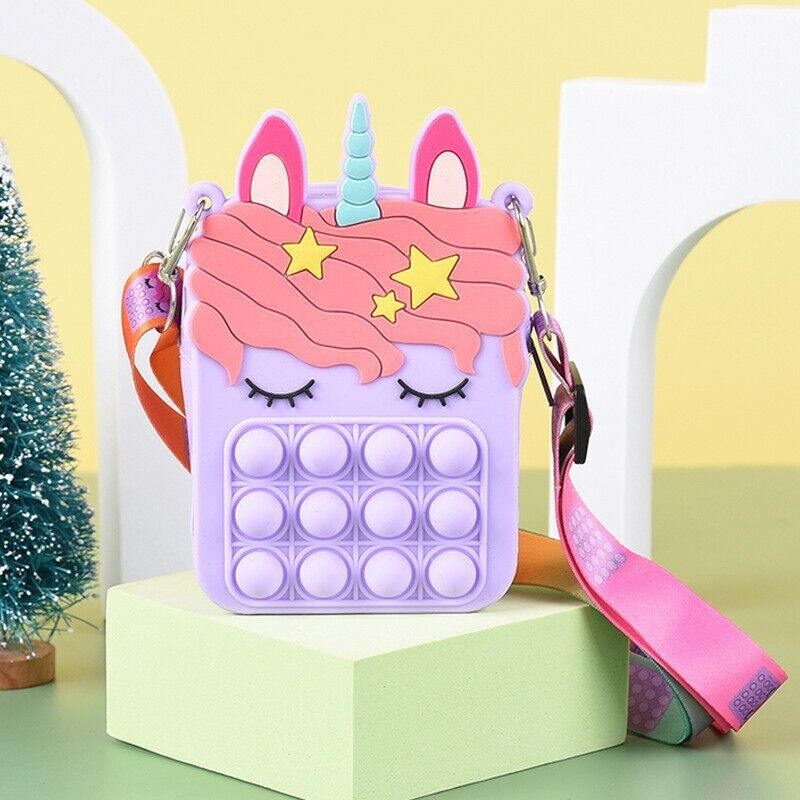 Pop-Einhorn-Tasche für Mädchen und Frauen mit Fidget-Toy zur Stressbewältigung, Rucksack für Kinder und Teenager