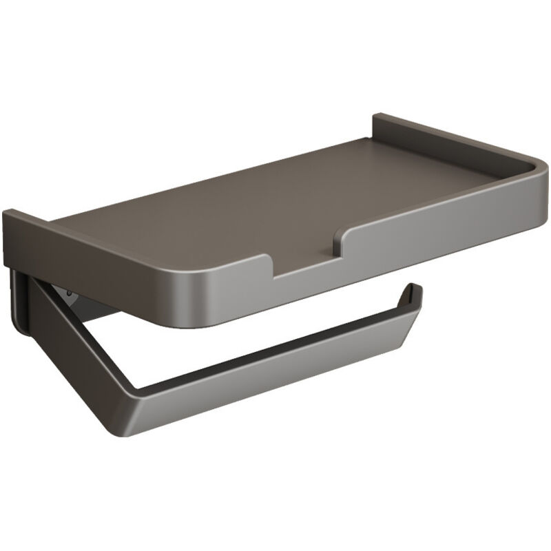 Porte-papier toilette mural en aluminium avec étagères, porte-rouleau de papier toilette et essuie-tout, gris