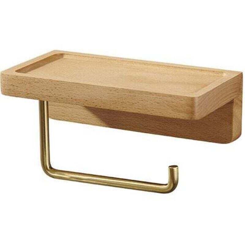 Porte-papier toilette mural en bois - Porte-papier toilette mural esthétique - Porte-rouleau de papier toilette avec étagère en bois, idéal pour la