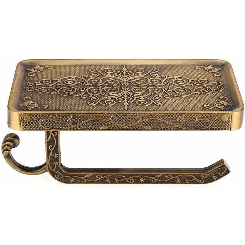 Porte-papier toilette vintage ancien, porte-rouleau de papier toilette mural, convient aux salles de bains et aux cuisines, avec support de téléphone