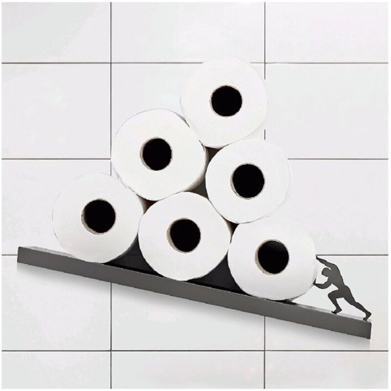 Toilettenpapierhalter aus Edelstahl, kreatives Badezimmer-Papierrollen-Aufbewahrungsregal, Hercules, Badezimmer-Zubehörhalter, 44 x 10 x 10 cm