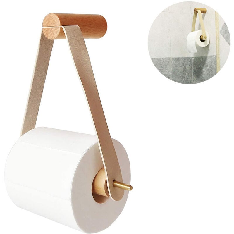 Kreativer Rollenhalter aus Holz, Badezimmer-Aufbewahrung, Papierhandtuchspender, Toilettenpapierhalter, Box, Badezimmer-Zubehör (weiß)