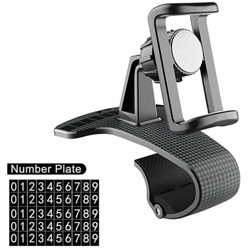 Porte Telephone Voiture avec plaque d'immatriculation d'appel de stationnement portable antidérapant téléphone intelligent 3,5 à 6,8 pouces (noir)-