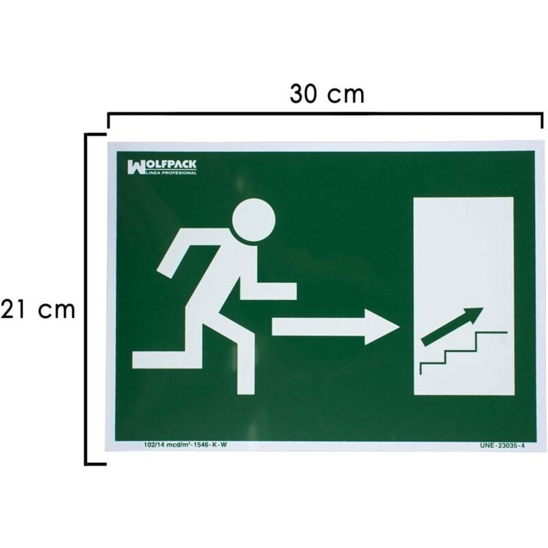 Hinweisschild Treppenausgang rechts nach oben 21x30 cm.