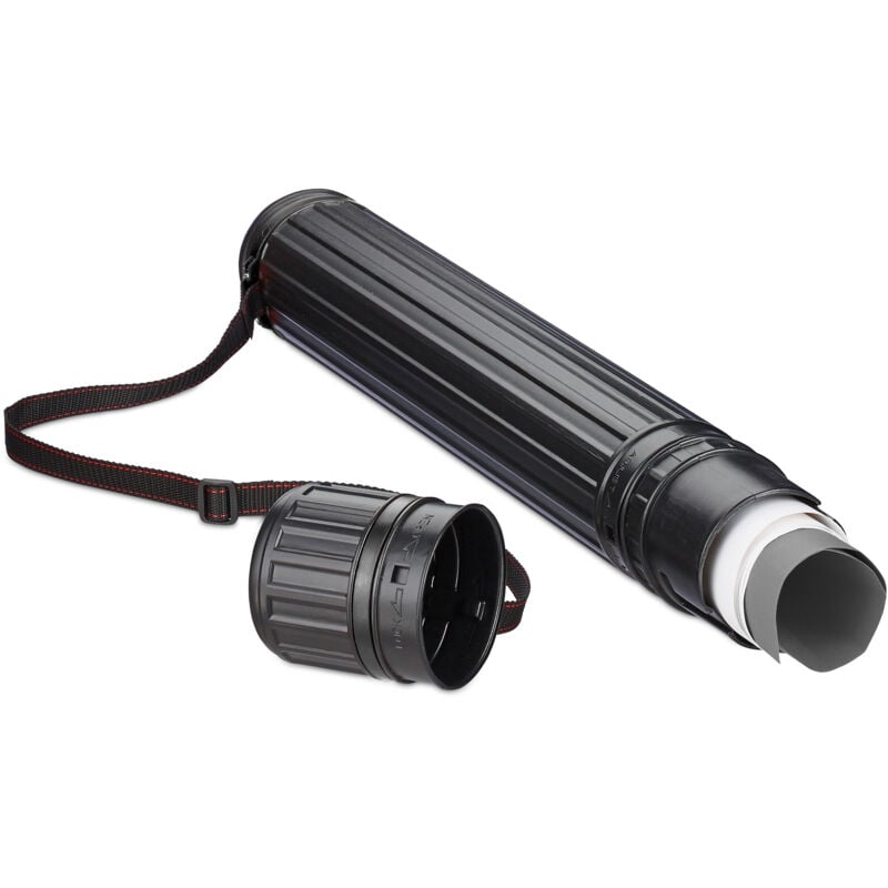 Relaxdays - 2x Posterrolle, bis Größe A0, Transport Poster & Zeichnungen, ausziehbar von 64–107 cm, Zeichenrolle, schwarz