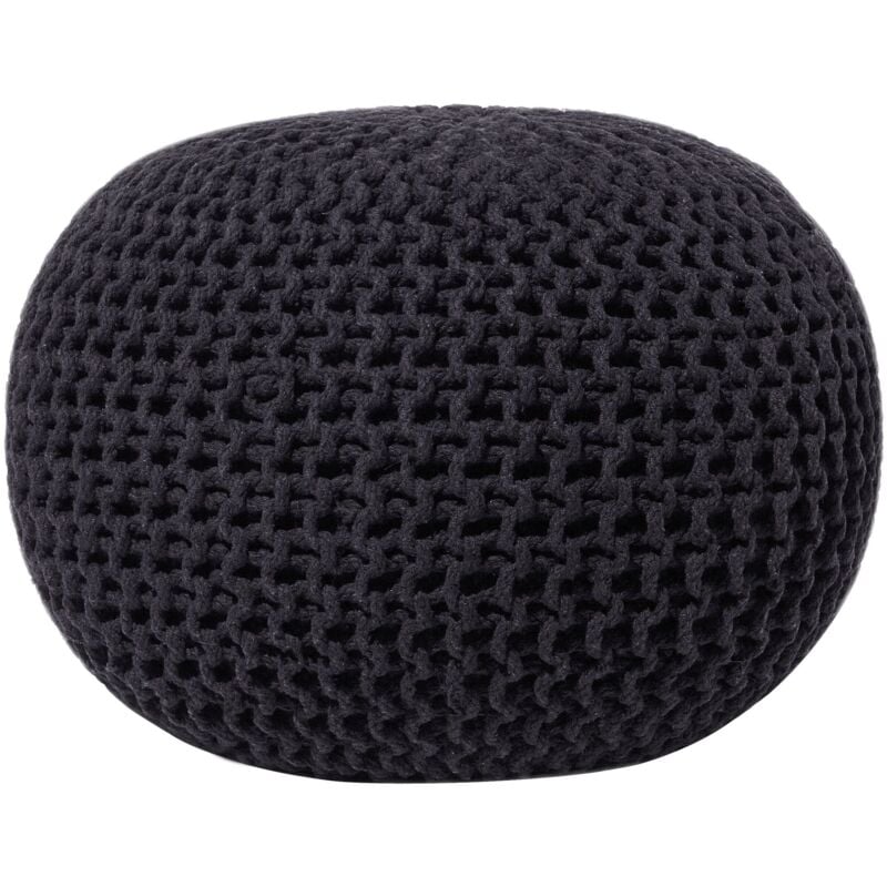 Beliani - Pouf Schwarz 100% Baumwolle Rund ⌀ 50 cm Elegant Modern