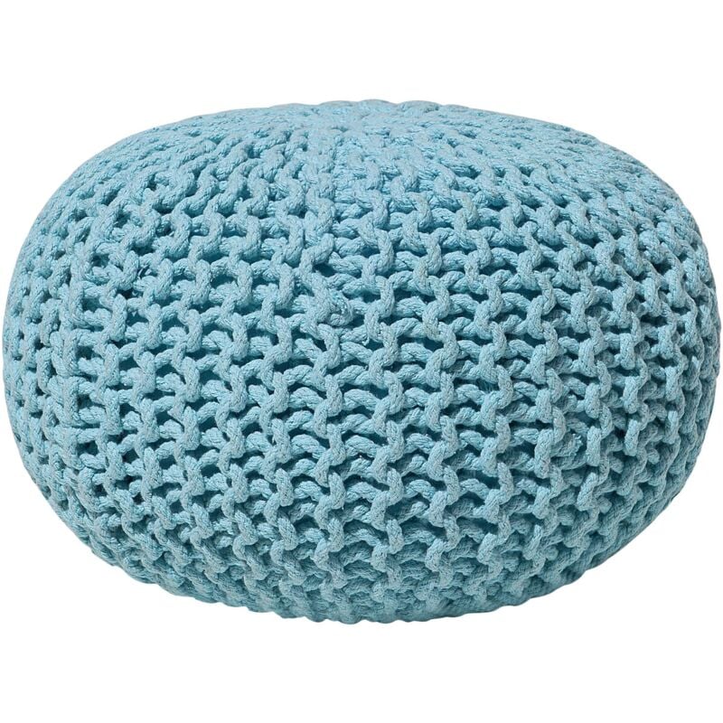 Beliani - Pouf Hellblau 100% Baumwolle Rund ⌀ 40 cm Elegant Modern