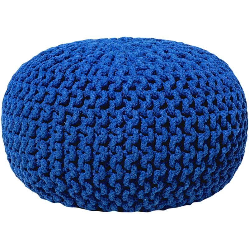 Beliani - Pouf Kobaltblau 100% Baumwolle Rund ⌀ 40 cm Elegant Modern