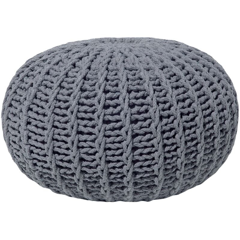 Beliani - Pouf Dunkelgrau 100% Baumwolle Rund ⌀ 50 cm Elegant Modern
