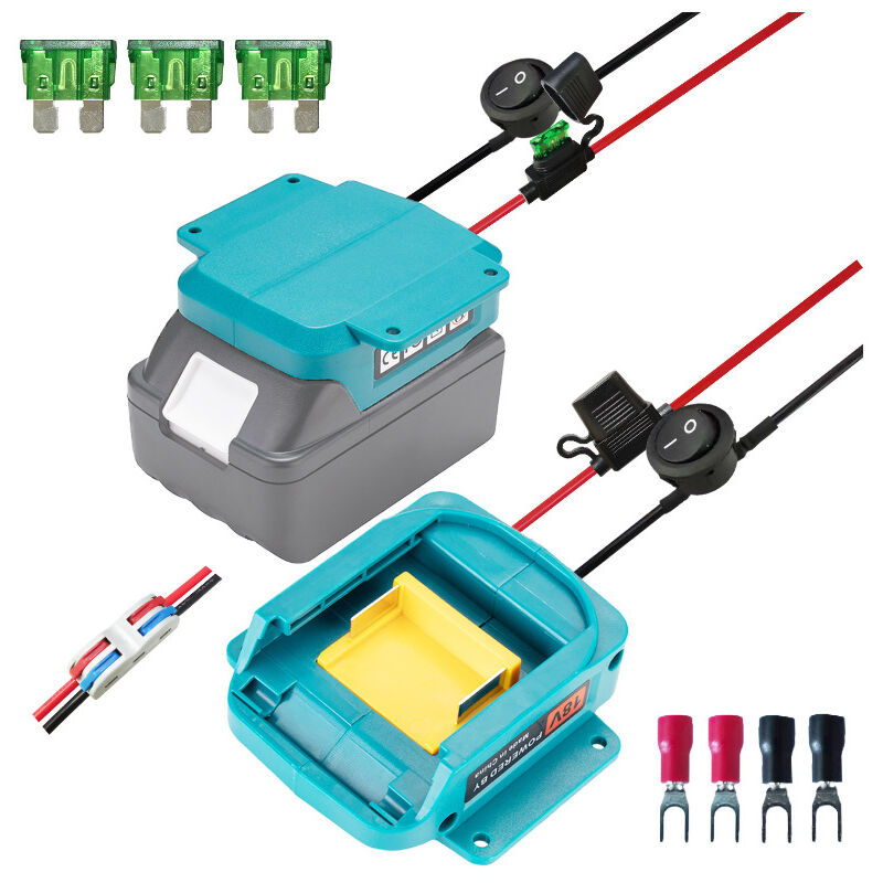 Coocheer - Power Wheel-Adapter für 18-V-Makita-Akku, Akku-Adapter, Basis-Stromanschluss mit Sicherung und Schalter 14 awg, Akku-Umrüstsatz