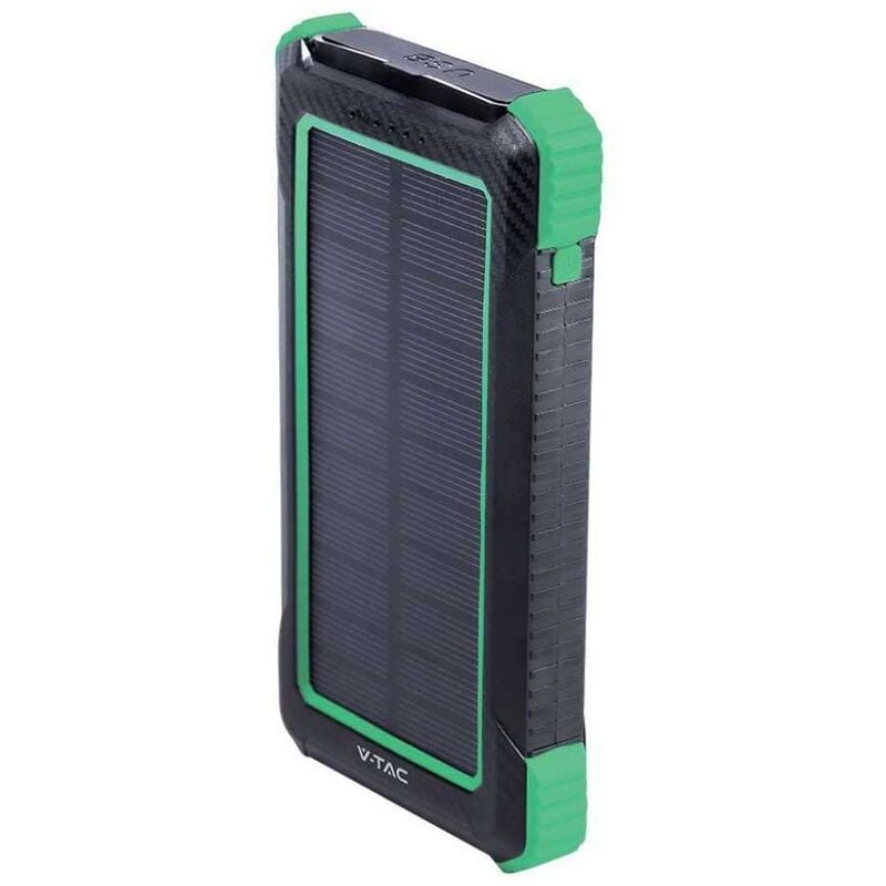 V-TAC VT-11111 Power Bank mit Photovoltaik-Panel tragbares Ladegerät 10.000 mAh mit kabellosem Laden 3 USB-Ausgänge 2A weiß - sku 7835