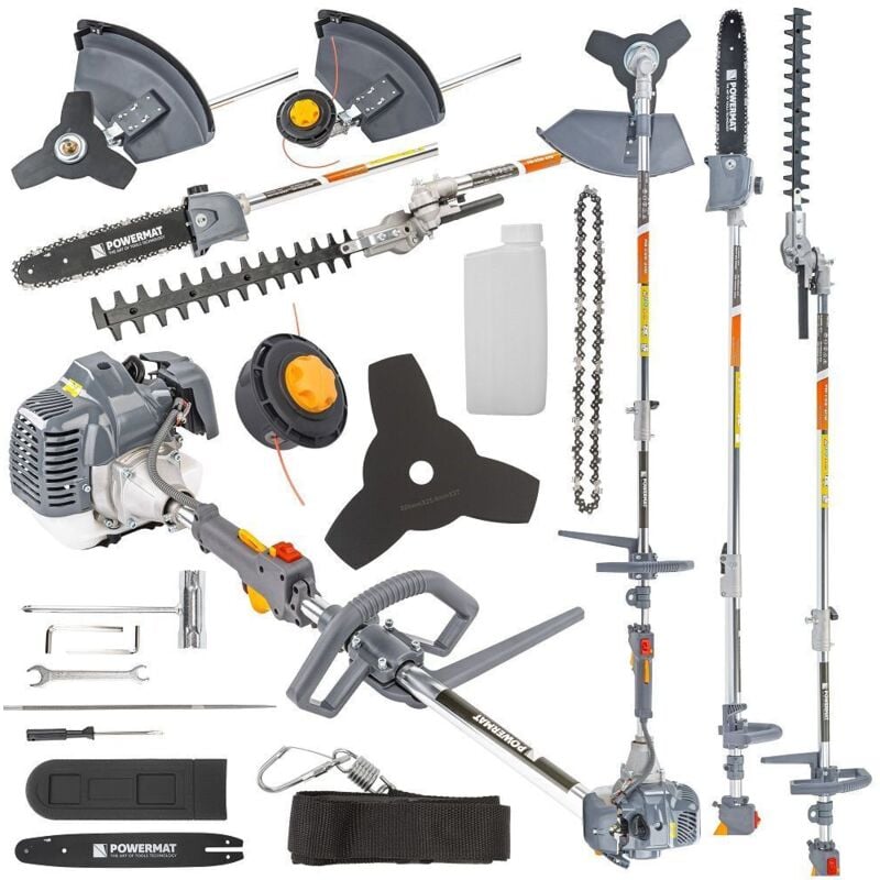 Powermat Multi 4IN1 Benzin Motorsense 4PS Rasentrimmer Freischneider Hochentaster Heckenschere Kettensäge