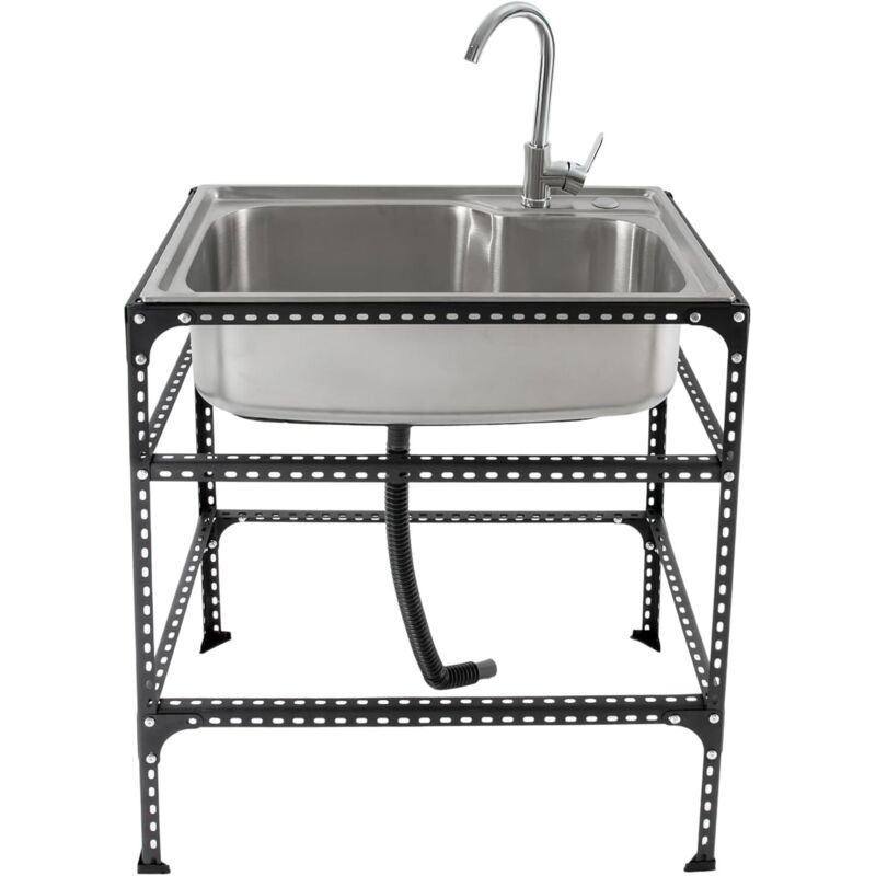 Praktisches Geschirrspüler aus Edelstahl, freistehendes Geschirrspüler mit Wasserhahn, 71 x 46 x 76 cm