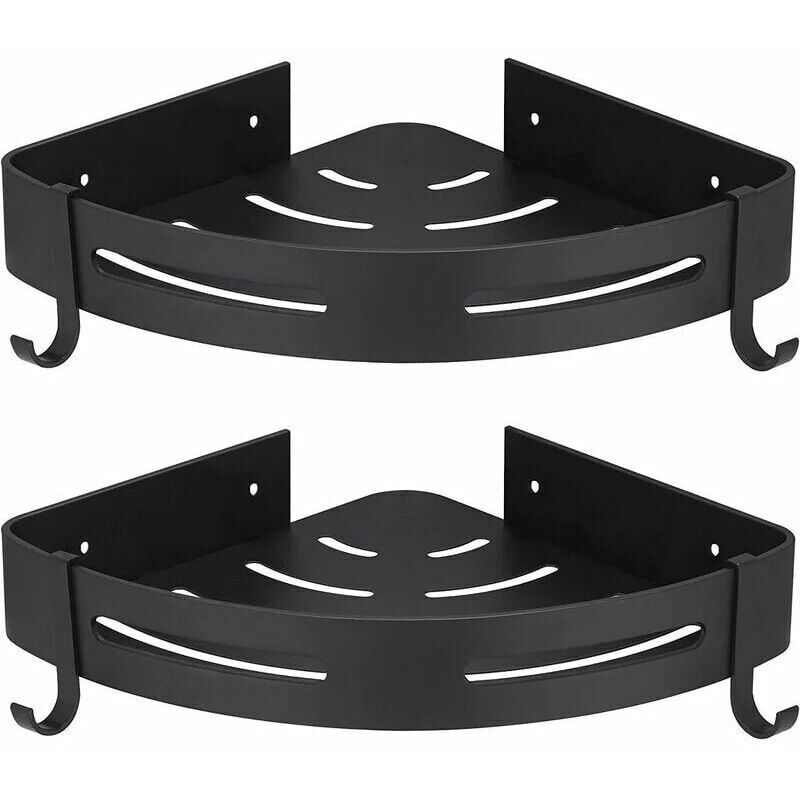 Eck-Duschregal, schwarz, ohne Bohren, Badezimmer-Aufbewahrung, Dusche, Badezimmer-Zubehör, Badezimmer-Seifenschalenhalter, kein Rost, rostfreies