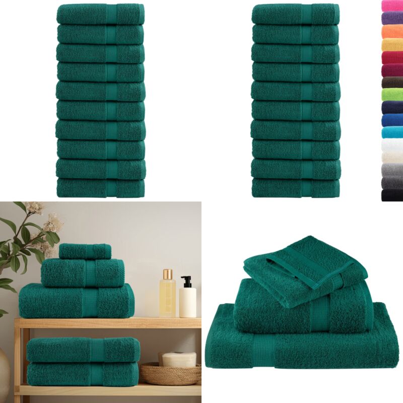 Premium-Badetücher solund 10 Stk. 100x150 cm 600 g/m² - Baumwolle - Badehandtücher - Handtücher - Grüne Handtücher - Große Handtücher - Home & Living