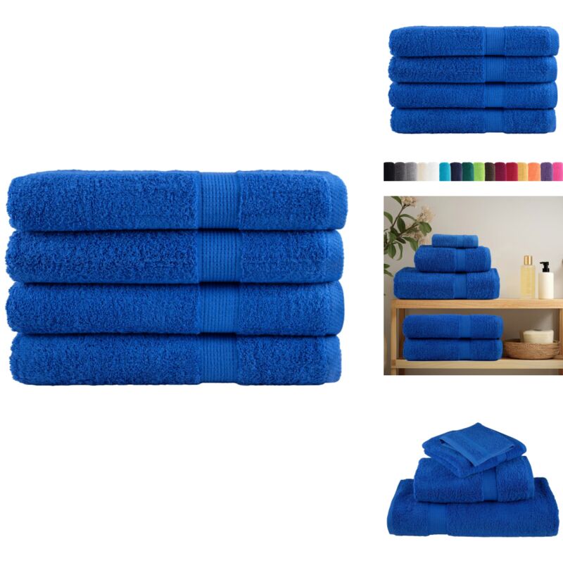 Premium-Handtücher solund 4 Stk. Blau 100x200 cm 600 g/m² - Baumwolle - Handtücher Blau - Badezimmertextilien - Strandtuch - Badetuch