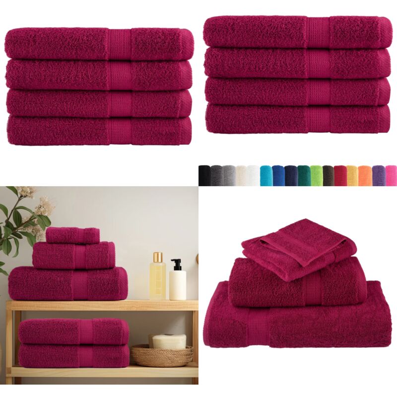Premium-Handtücher solund 4 Stk. Bordeaux 100x200 cm 600 g/m² - Baumwolle - Handtücher - Badetücher - Strandtücher - Bordeaux Rot - Home & Living
