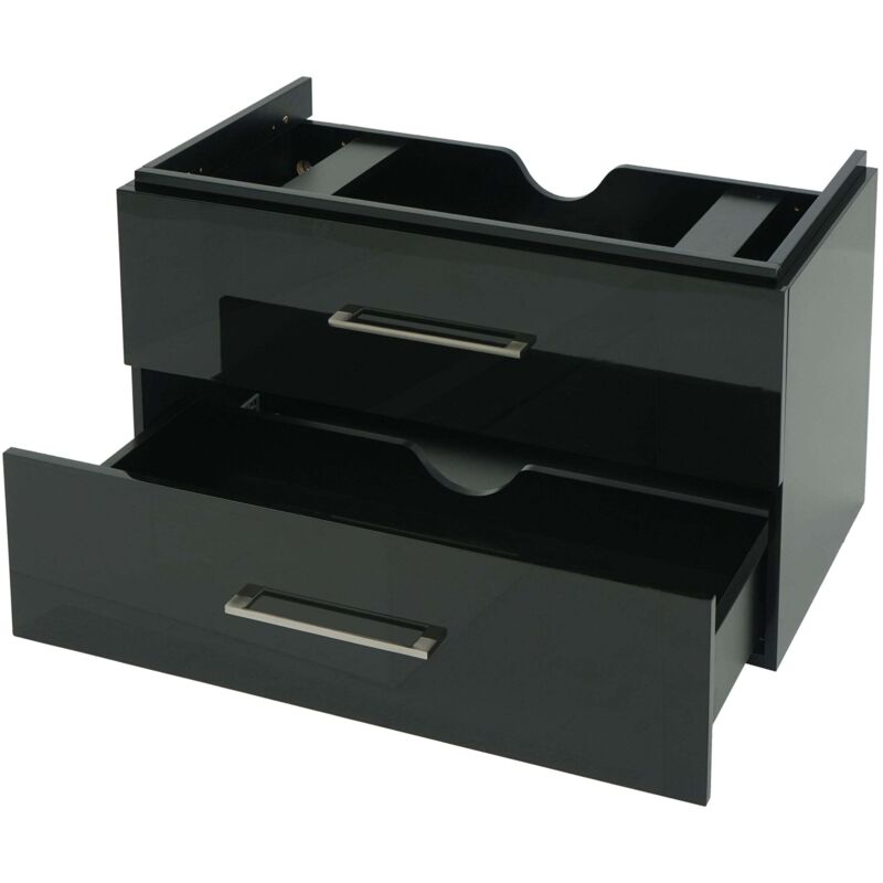 Premium Waschbeckenunterschrank HHG 245, Waschtischunterschrank Waschtisch Badmöbel, hochglanz 90cm schwarz