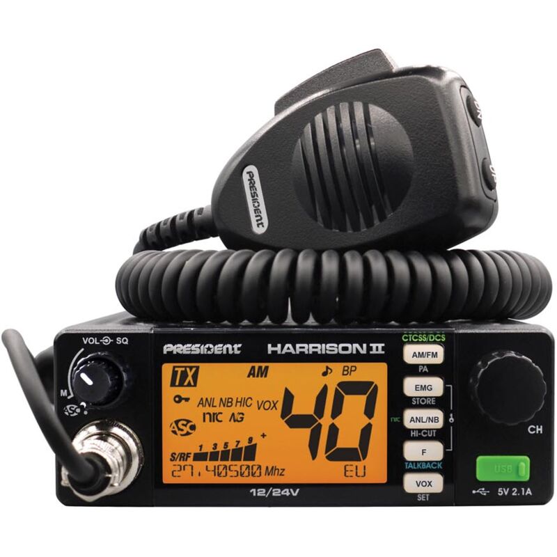 Harrison ii asc, CB-Funkgerät 12V 24V, am/fm Kommunikation, Farbdisplay, ASC-Rauschsperre, Rauschfilter, Scan-Skip-Funktion, usb, kompaktes CB-Radio