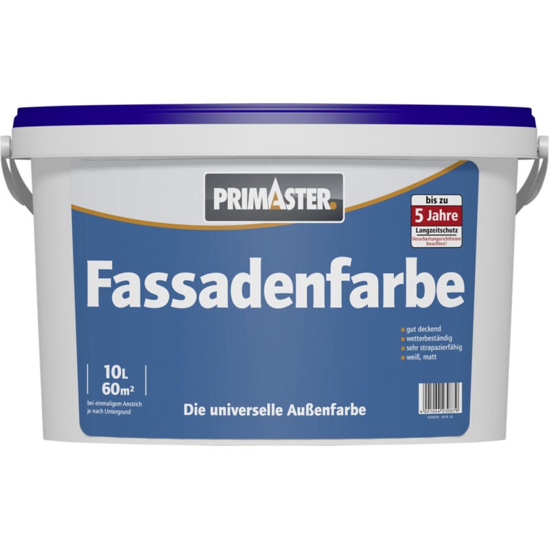 Fassadenfarbe 10 l weiß Dispersionsfarbe Wandfarbe Aussenfarbe - Primaster