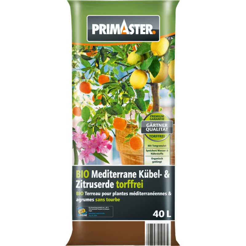 Primaster - Mediterrane Kübel und Zitrus Erde 40 l torffrei Erde
