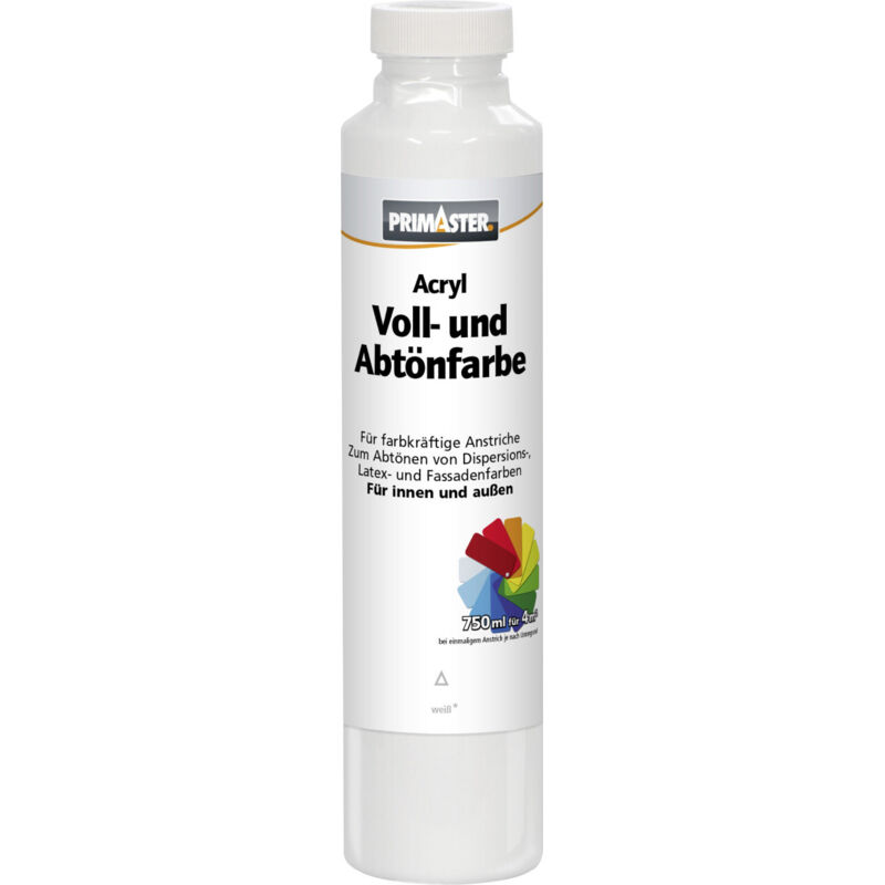 Voll- und Abtönfarbe 750ml Weiß Matt Acryl Dispersionsfarbe - Primaster