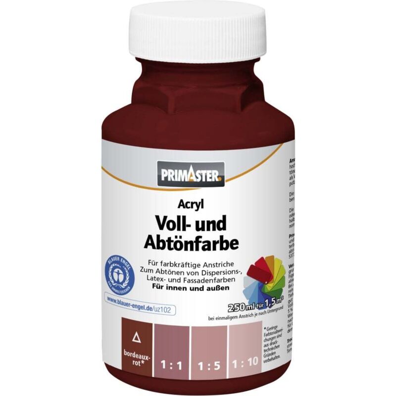 Voll- und Abtönfarbe 250ml Bordeaux Matt Acryl Dispersionsfarbe - Primaster