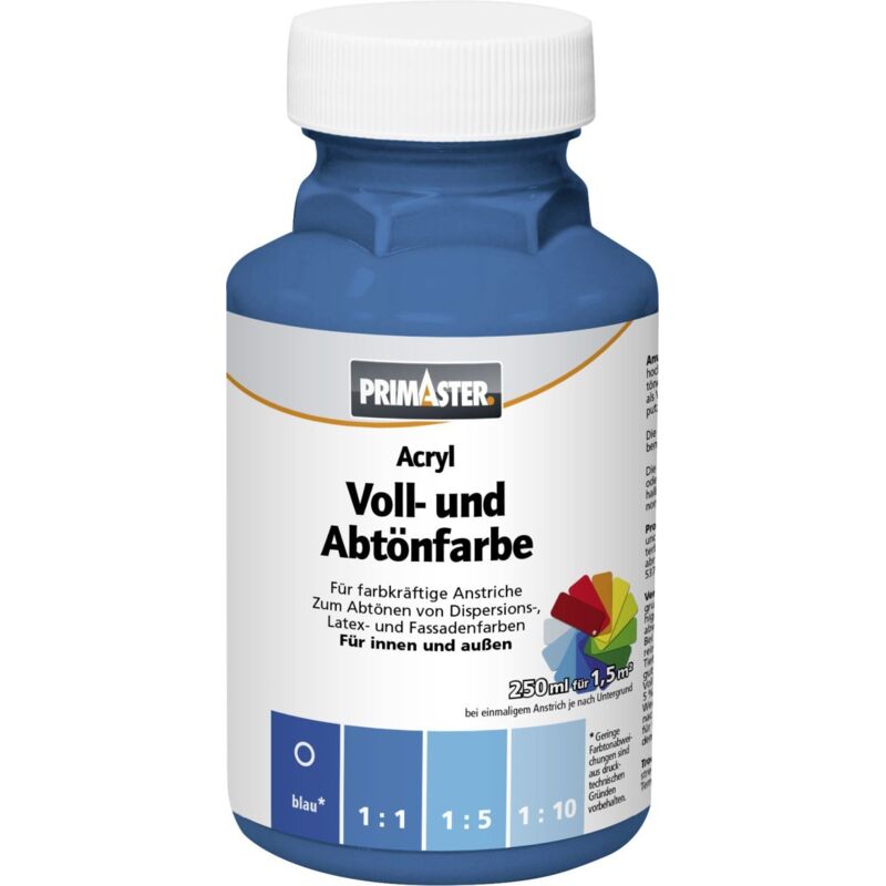 Voll- und Abtönfarbe 250ml Blau Matt Acryl Dispersionsfarbe - Primaster
