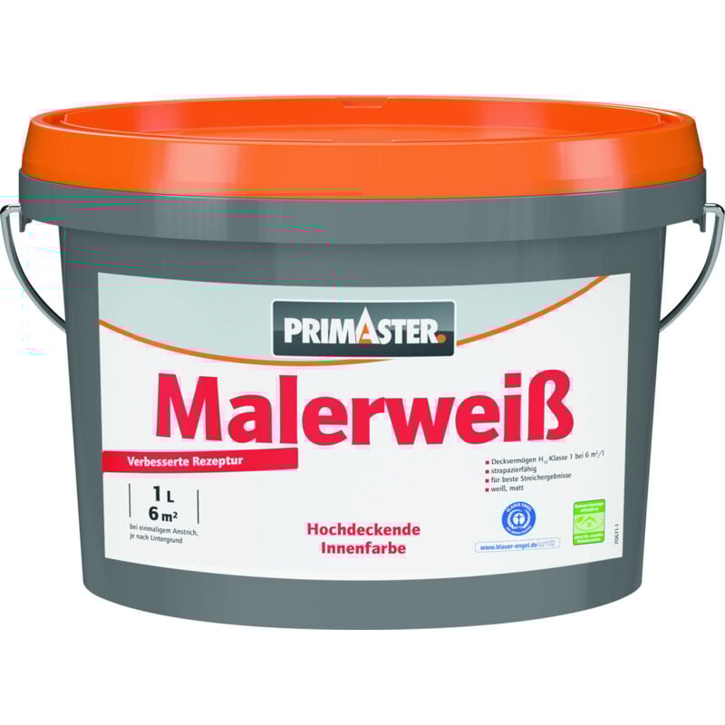 Primaster Wandfarbe Malerweiß konservierungsmittelfrei 1 L