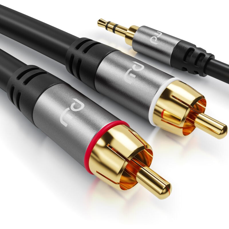 Primewire Cinch zu 3,5-mm-Klinke Audio-Kabel, RCA, AUX, Stereo HiFi Audio-Adapter mehrfach geschirmt - 0,5m