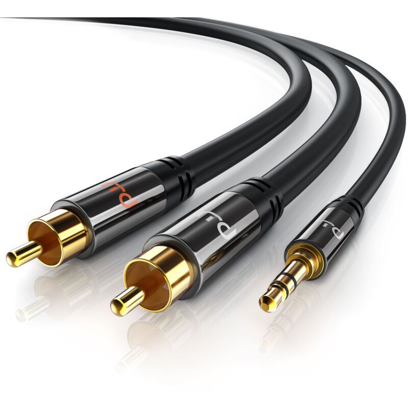 Cinch zu 3,5-mm-Klinke Audio-Kabel, Stereo HiFi Audio-Adapter mehrfach geschirmt, rca zu aux - 3m - Primewire