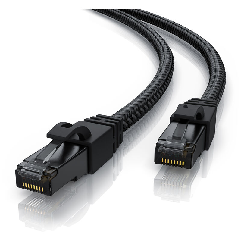 Primewire - Patchkabel cat 7 mit Baumwollummantelung - Gigabit Ethernet lan Kabel - Black Series - 10 Gbit/s - s/ftp pimf Schirmung - Netzwerkkabel