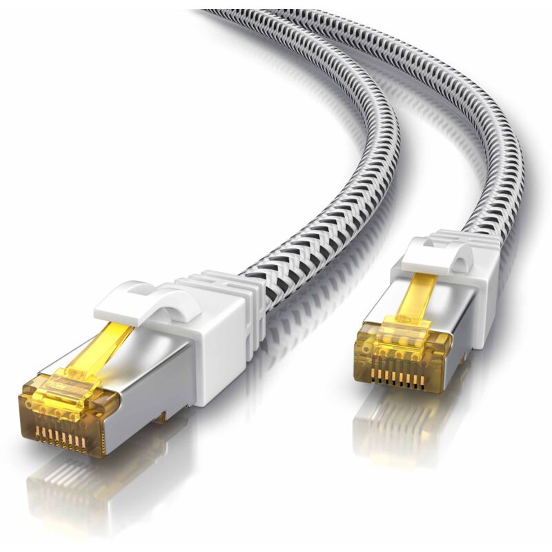 Primewire - Patchkabel cat 7 Rohkabel mit Baumwollummantelung - Gigabit Ethernet lan Kabel - 10 Gbit/s - s/ftp pimf Schirmung - Netzwerkkabel - 0,25m