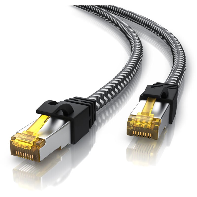 Primewire - Patchkabel cat 7 Rohkabel mit Baumwollummantelung - Gigabit Ethernet lan Kabel - 10 Gbit/s - s/ftp pimf Schirmung - Netzwerkkabel - 1m
