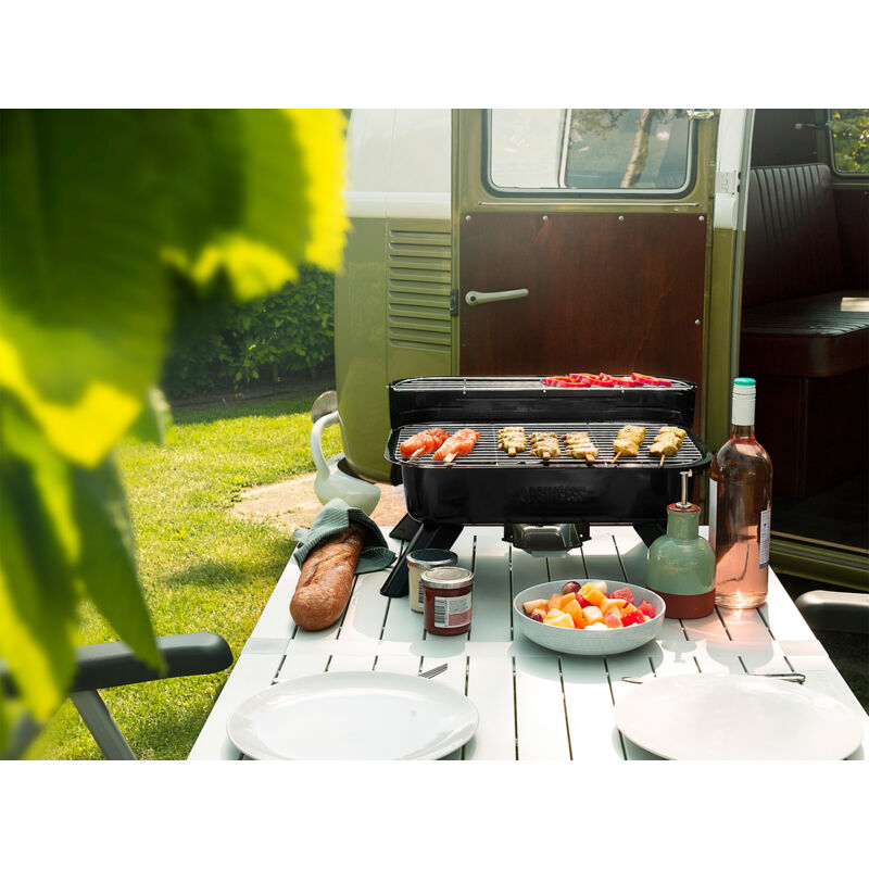 01.112252.01.001 Elektro, Holzkohle Grill mit Windschutz, mit Standfuß, mit manueller Tempe - Princess