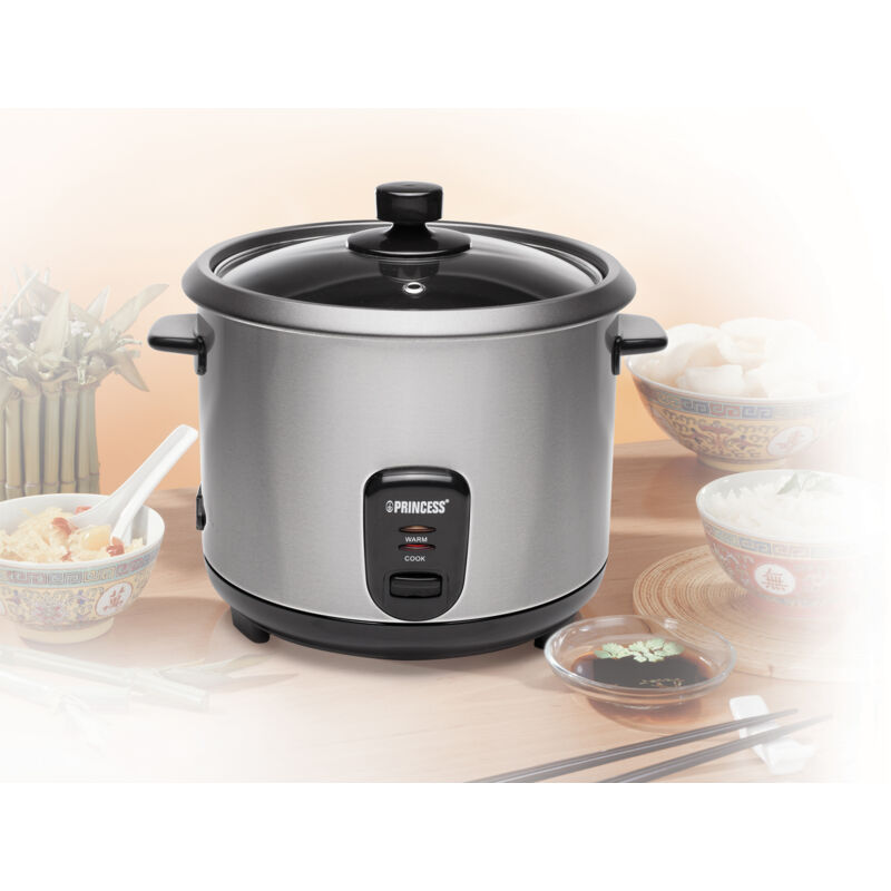 Elektrischer Reiskocher 1,8 Liter Edelstahl mit Warmhaltefunktion - 700 Watt