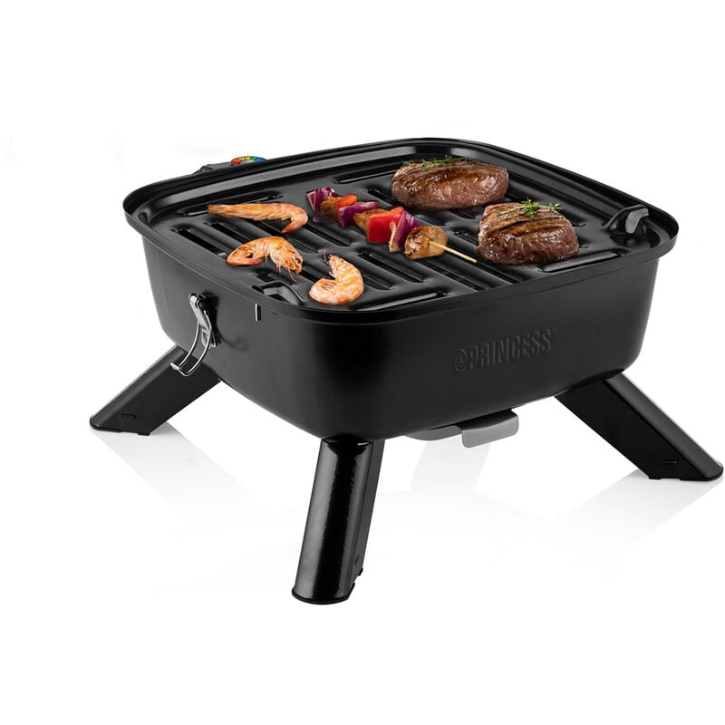 Princess - Hybrid Grill als Elektro- oder Holzkohlegrill, 37x37cm, 2000Watt