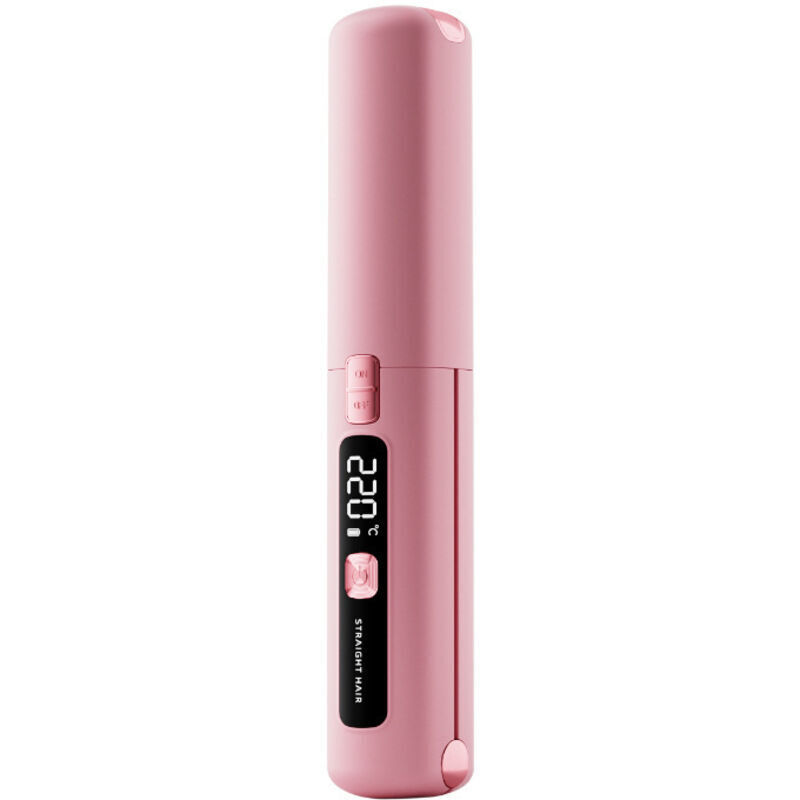 Professioneller 2-in-1 Haarglätter und Lockenstab mit Keramik-Turmalin-Technologie, antistatisch, leichtgängig, mit LCD-Bildschirm (rosa)