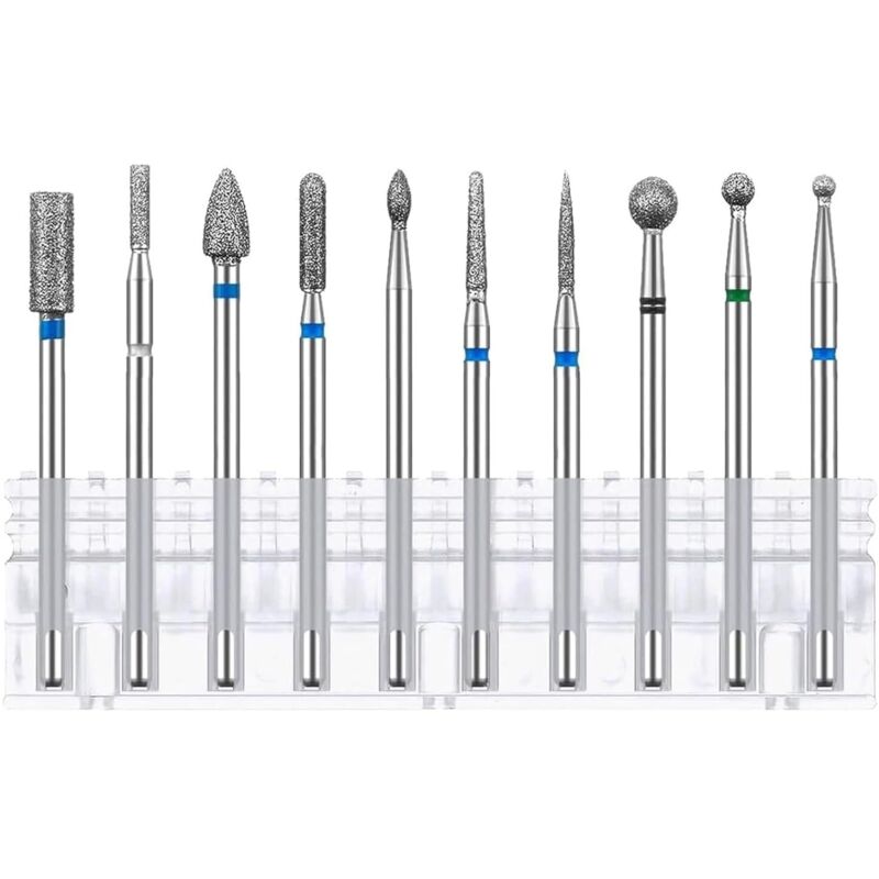 Professioneller Diamant Bits 10 Stück für Nagelfräser,Schleifkörper Set für Maniküre Nagelpflege, Entfernen Nagelhaut Kit,Legierter Wolframstahl Bits