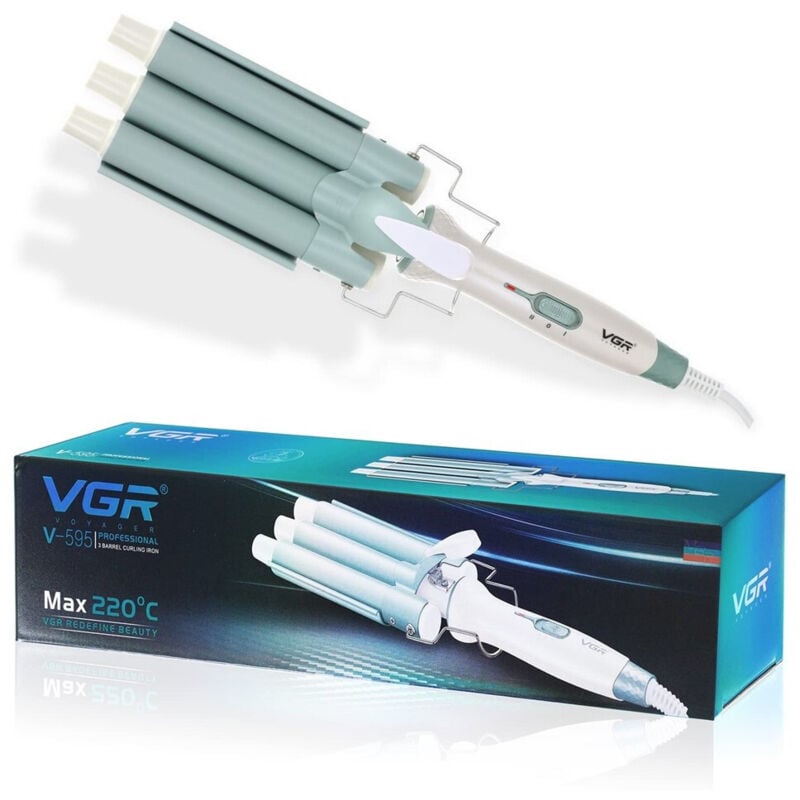 Trade Shop Traesio - Trade Shop - professioneller elektrischer lockenstab mit 3 zylindern 22MM styling max 220°C V-595 -