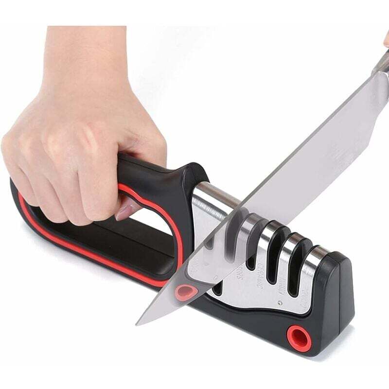 Professioneller Messerschärfer, 4-in-1-Messerschärfer, manueller Messerschärfer, rutschfeste Basis für Scheren, Obstmesser und Küchenmesser in