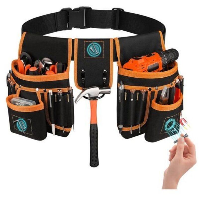Professioneller Werkzeuggürtel mit 22 Taschen – Verstellbar bis 136 cm – Inklusive modularer Taschen