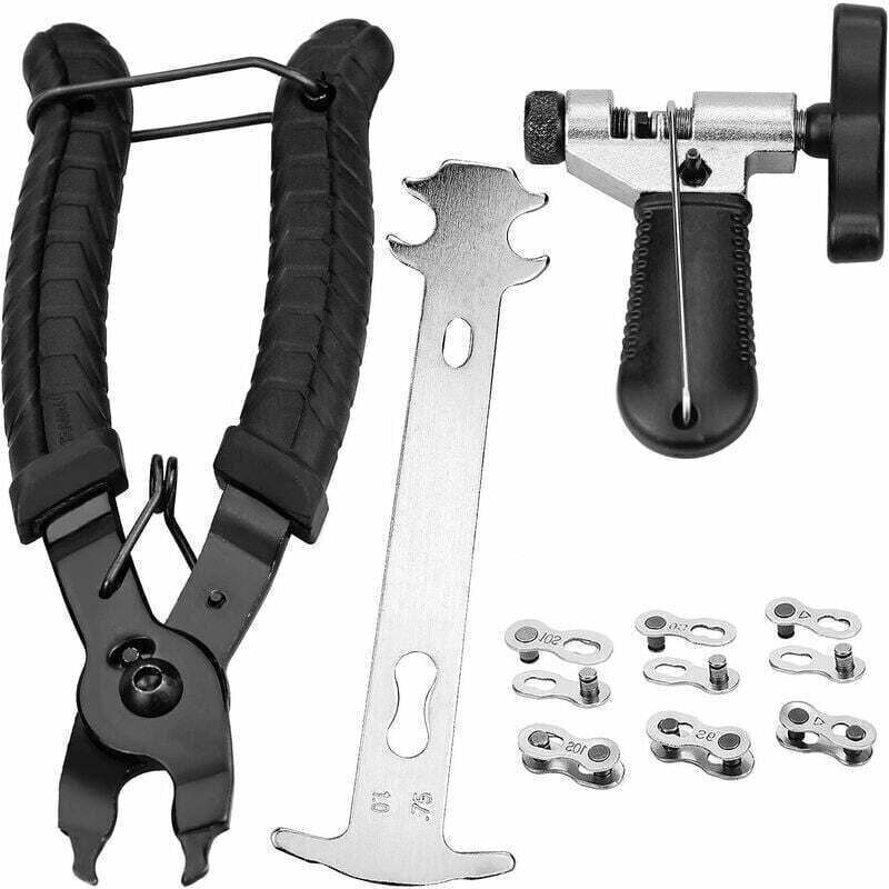 Professionelles Fahrradketten-Reparaturwerkzeug, Fahrrad-Werkzeugset, Kettenzange, Universal-Kettenteiler, Kettenverschleißanzeige mit 6